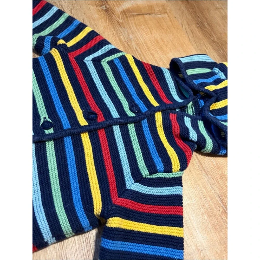 GAP Baby Navy Multicolor Striped Knit Bear Ear Sweater